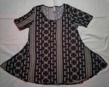 Lularoe Dress Women's Small Black Geometric Short Sleeve Round Neck Tshirt Dress