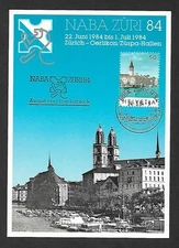 SWITZERLAND 1984 MAXIMUM CARD # 749b, NABA ZURI 84' STAMP EXHIBITION !! E34