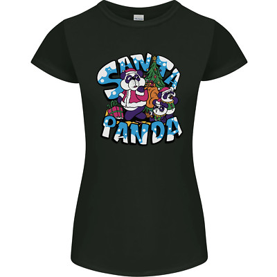 Funny Christmas Santa Panda Womens Petite Cut T-Shirt