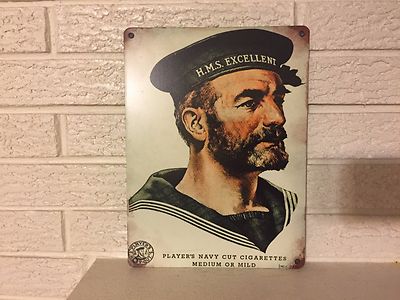 sailors tobacco Player's Cigarettes HMS Excellent Sailor Logo Aluminum Sign 9 x 12