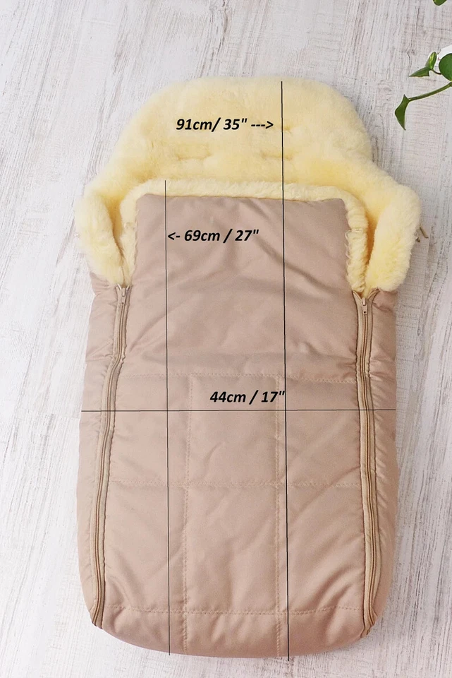 Saco para cochecito de piel de oveja real silla de paseo forro médico de piel de oveja baby shower Foto 2 de 4