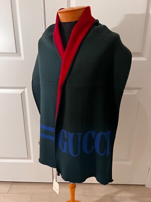 NWT Authentic GUCCI Soft Wool/Silk Green, Red, Blue Signature - Main Image