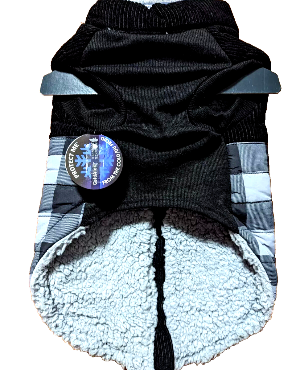 Luv Gear Cold Alert DogPuffer/Cordroy Coat Black,GrayPlaid,Shepra