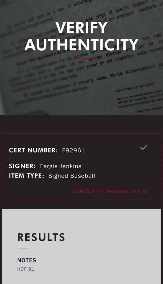 Fergie Jenkins HOF 91 Chicago Cubs Signed Autographed Baseball JSA COA - Image 3 of 4