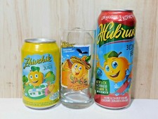 ZHIVCHIK Empty Soda Cans and Glass Obolon Ukraine 2021 Bottom Open Cans Set of 3