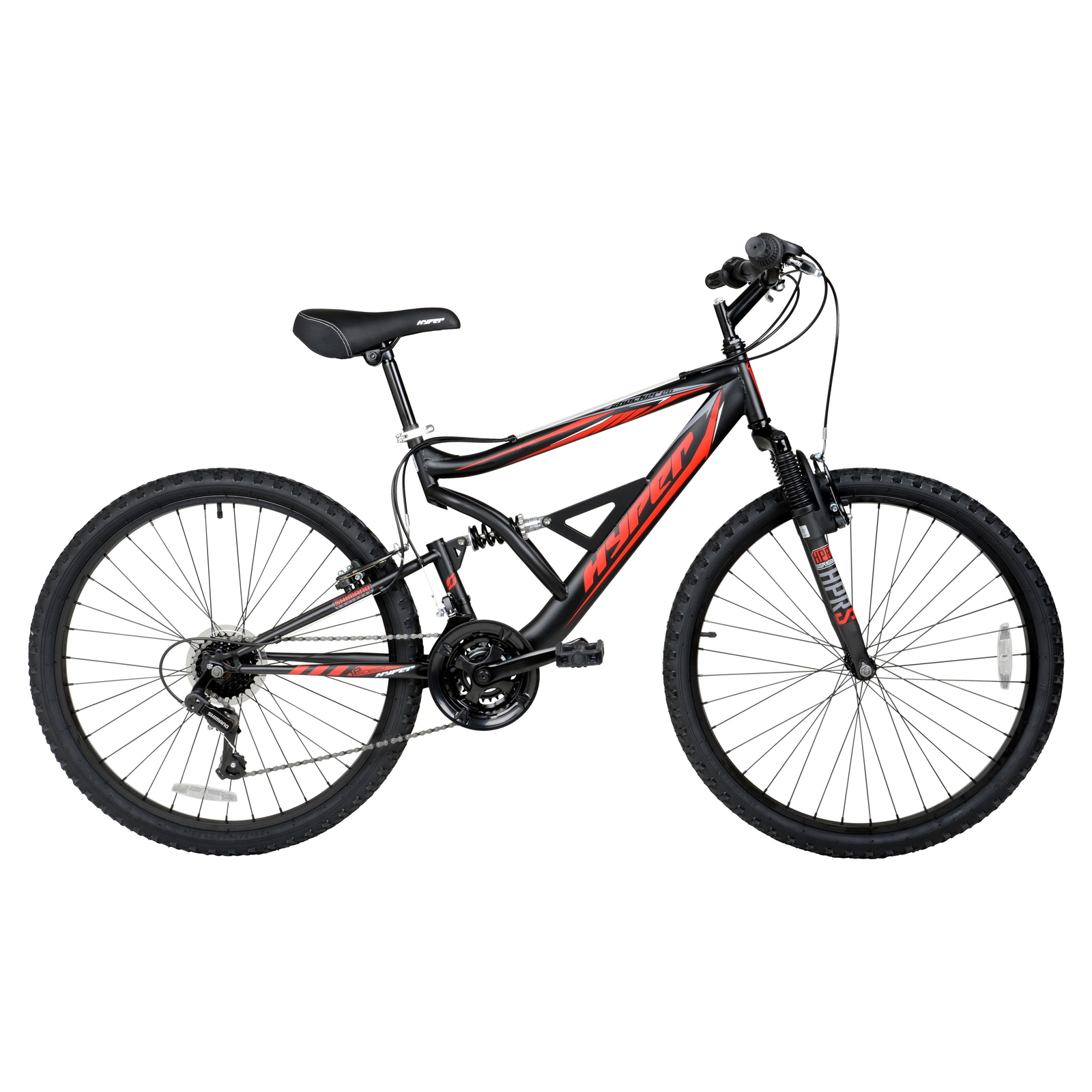 26" Adult Shocker Mountain Bike 18 Speed Knobby Tires Dual Suspension Age 14+