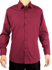 Giovanni Men's Burgundy Convertible Cuff Dress Shirt