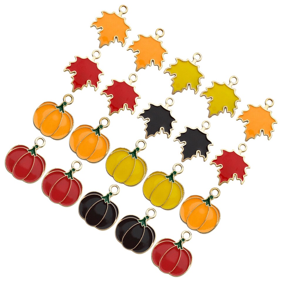 32 Pcs Metal Charms for Jewelry Making Pumpkin Earring Fall Leaf