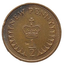 1980 Great Britain Half New Penny Bronze Coin Elizabeth II 