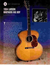 PPOT1  11X8 ADVERT/PICTURE - 1934 LARSON BROTHERS BIG BOY ACOUSTIC GUITAR