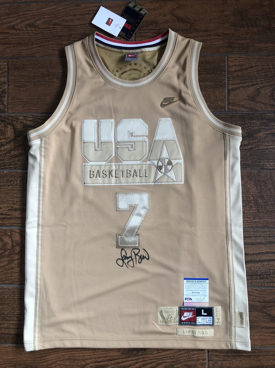 Larry Bird SIGNED Gold Dream Team 92 Barcelona Olympic jersey L NWT 6 369 PSA
