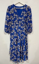 Eliza J midi floral V-neck tiered faux wrap lined dress size 6