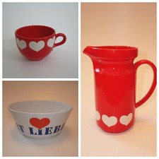 Wächtersbach - Jumbotasse Kaffeebecher Schüssel Saftkrug Krug - rote Herzen