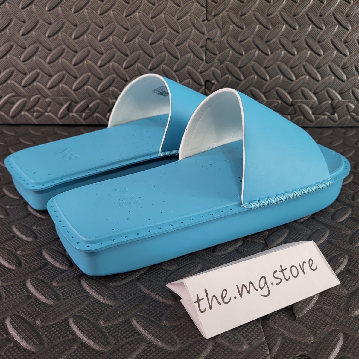 Adidas Y-3 Yohji Yamamoto Blue Cyan Water Slides Men display picture 3