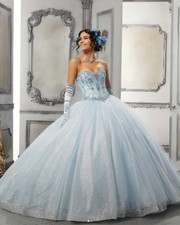 Princess Sky Blue Quinceanera Dresses Sweetheart Corset Sweet 15 16 Ball Gowns