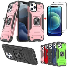For iPhone 12/Pro/Max/Mini Magnetic Case With Ring Holder Cover/Screen Protector