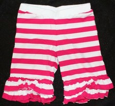 NEW Kpea Girl's Fuchsia Pink White Striped Knit Ruffle Shorties Shorts Sz 12 Yrs