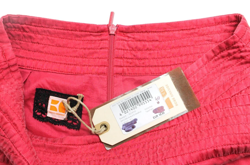 FALDA HUGO BOSS Baveda-D Mujer UK 8 Mezcla De Seda Plisada Mini Rosa - Imagen 4 de 4