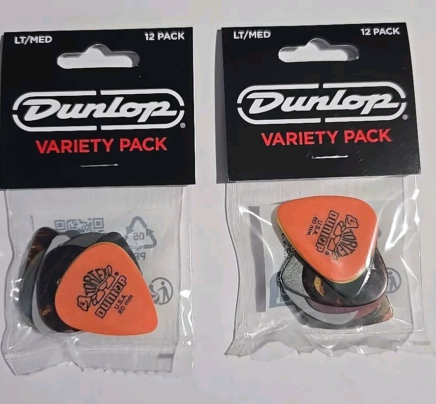 Dunlop Guitar Picks X2 12 Pack Variety Pack Light/Med Tortex Nylon PVP101 24 Pcs