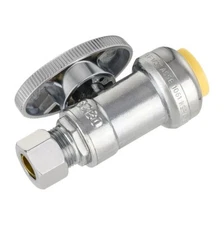 EFIELD 1/2" Push Connect ×3/8"OD, Push Fit Straight Stop Valve 1/4Turn Lead Free