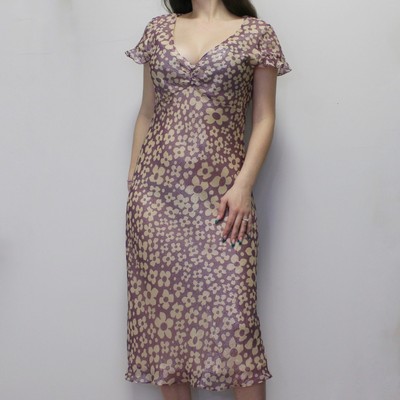Vintage Y2k Floral Metallic Midi Dress by Helen Wang