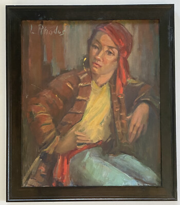 Lillian Rhodus California Mid Century Impressionism MOD Female Portrait Painting