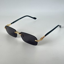 Gucci GG1221S 001 Black Gold Rimless Sunglasses Gray Lens 56mm