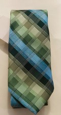 Stafford Men  s Green Blue Plaid Necktie Classic Tailored Cultured 58  New w/tag