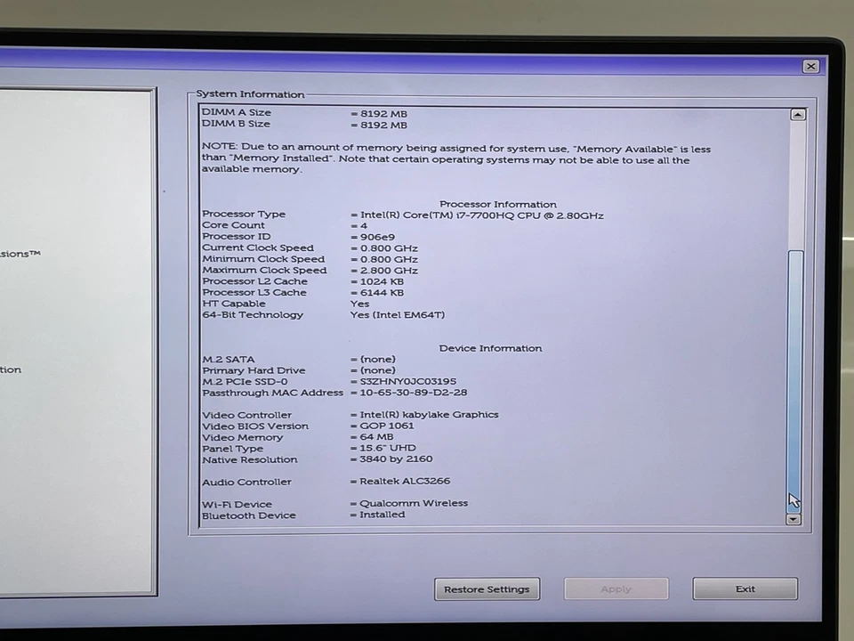 Dell Xps 15 9560 15.6" Core i7 16GB RAM & 512GB SSD Grade C - UK QWERTY - Image 4 of 4