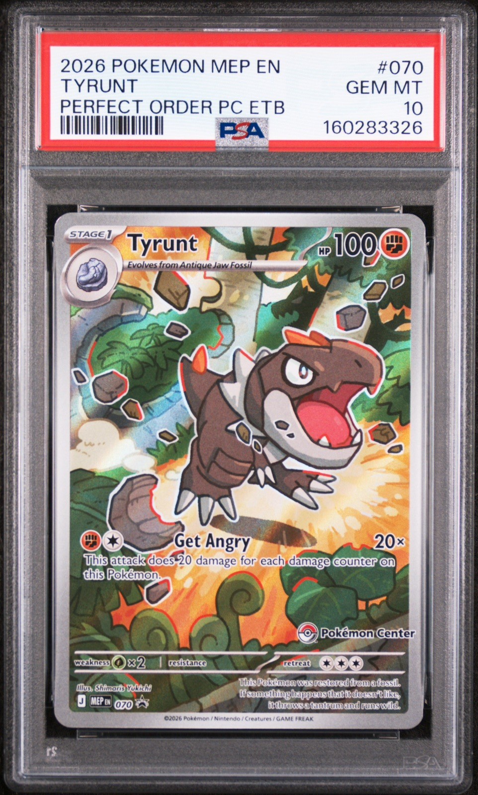 2026 Black Star Promo Perfect Order Pokemon Center ETB # 070 Tyrunt PSA 10