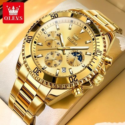 43MM OLEVS Luxury Quartz Diver Watch Men Stainless Waterproof Luminous Analog