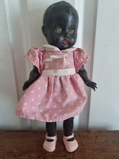 Vintage 11" RODDY Black Doll England 1950s Open & Close Eyes