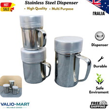 AU Stainless Steel Dredge Shaker Salt And Pepper Shakers With Lid And Handle NEW