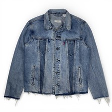 Chaqueta de Camionero Levi's Altered Para Hombre Talla L Denim Azul Reforma Dobladillo Crudo Envejecido