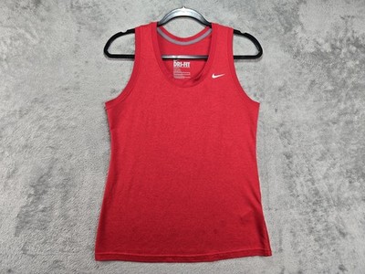 Nike Dri-FIT Women's M Performance Red Tank Top Swoosh Logo Training Gym Shirt