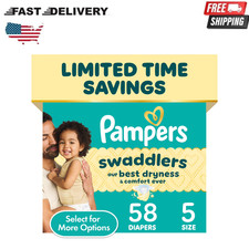 Pampers Swaddlers Diapers No Scent, Size 5 20-37 lbs , 58 Count