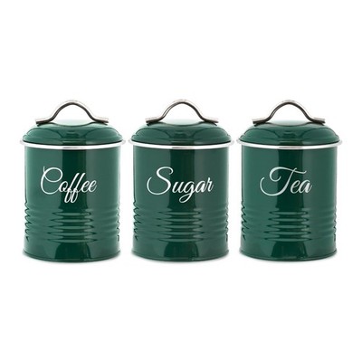 Retro 3er Set Tee Kaffee Zucker Kanister Luftdicht Kannen Küche Aufbewahrung Grün