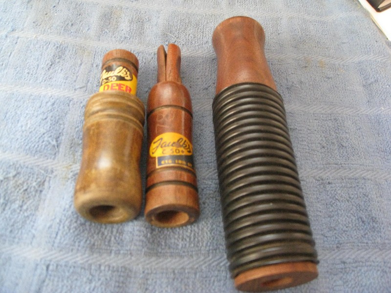 Vintage Faulk's C-50 Crow  & D-50 Deer Calls & Other Wood Call  Walnut & Cherry