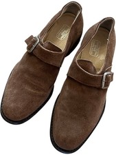 Samuel Windsor Men's Slip-On Suede Monk Strap Shoes Brown Size 8.5 Handmade* 