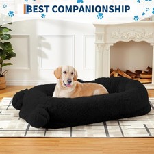 71''x45''x12''Human Size Dog Bed, Blanket, Storage Pockets, Portable Handle