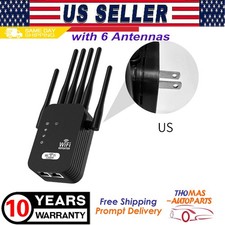 1200Mbps WiFi Booster Range Extender Dual Band w/6 Antennas Wider Cover US Plug