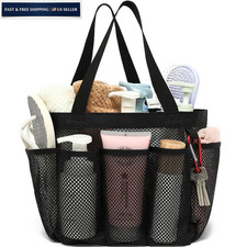 Fammart Mesh Shower Caddy Portable for Large, Multiple Pockets - Dark Black