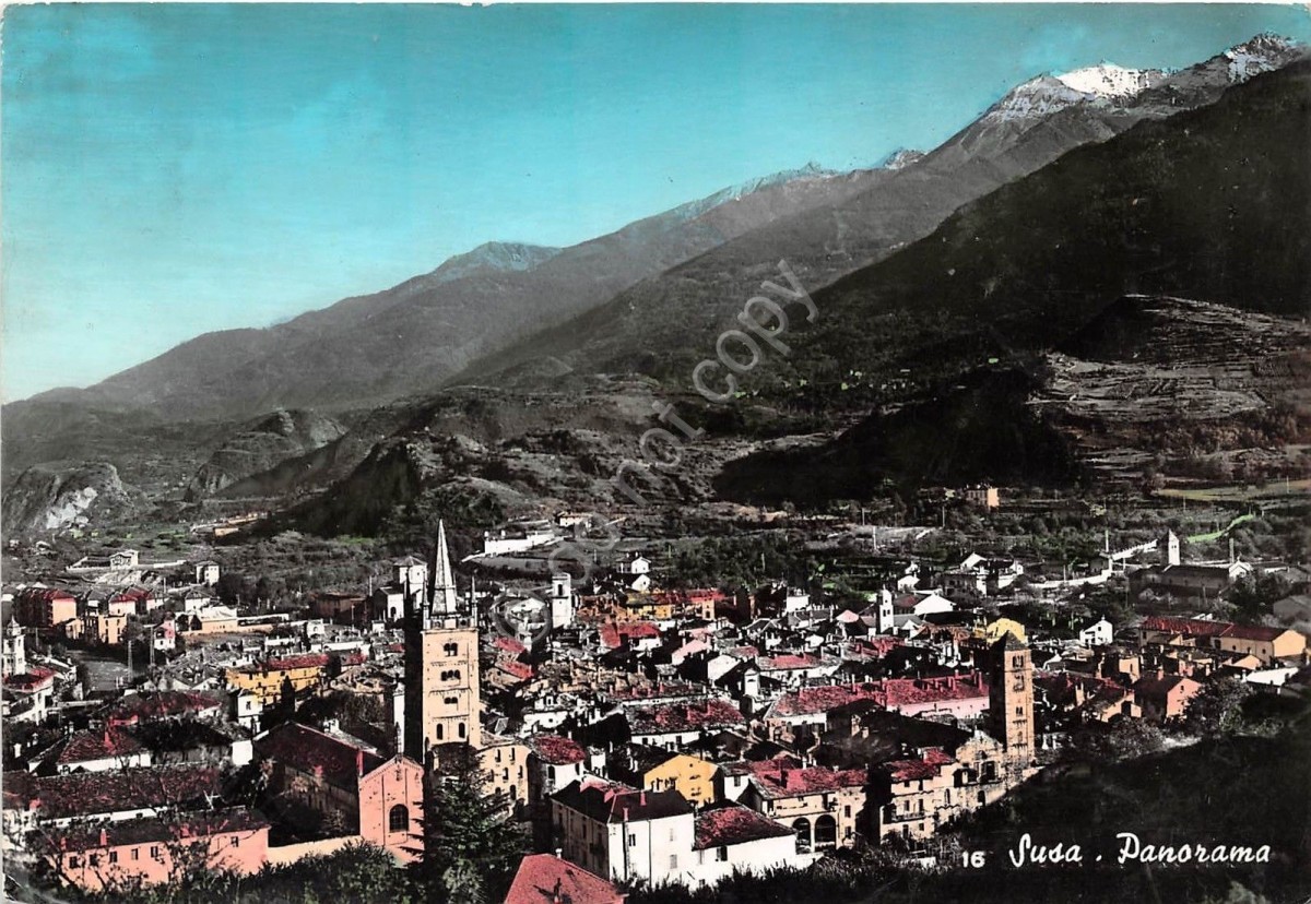 Cartolina - Susa - panorama - 1959 (Torino)