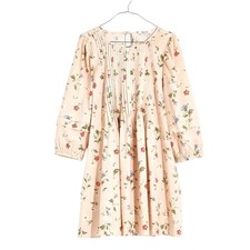 Madewell Women's Pintuck Puff-Sleeve Mini Dress in Seaside Floral Pink Size sm