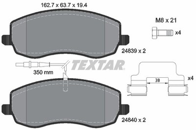 2483901 Textar brake pad set, disc brake for Citroen, Fiat, Lancia, Peugeot