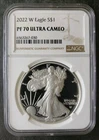 2022 W Proof $1 American Silver Eagle Dollar NGC PF70 Ultra Cameo