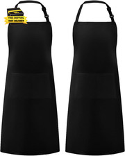 2 Pack Adjustable Bib Apron Waterdrop Resistant with 2 Pockets Cooking Kitchen A