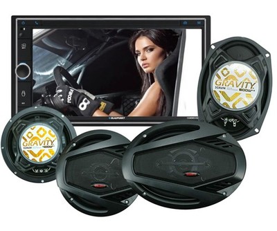 Blaupunkt 2-Din MIRROR-LINK Apple Carplay AM/FM Receiver + 4 Gravity Speakers