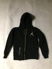 Nike Air Jordan Boys Gold Black Logo Hooded Zip Up Jacket Size M 10/12 Youth