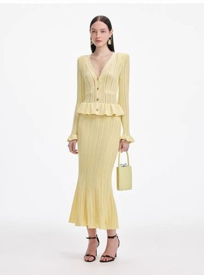 Self-Portrait Womens Autumn New Temperament V-neck Knitted Dress
